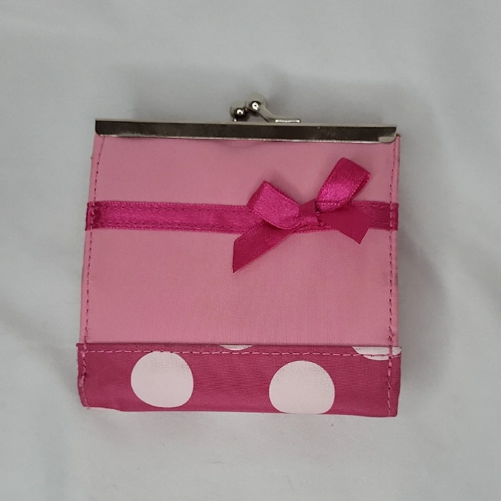 Pink Polka Dot Wallet Coin Purse with Bow New Horizon Dance 4 x 4 in - Picture 5 of 12